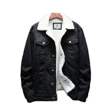 Black Wool-Lined Denim Winter Jacket, front view