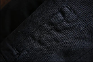 Black Wool-Lined Denim Winter Jacket close up of regular side pocket design.