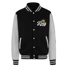 Black-Heather Grey Divine Dominion Heavyweight Varsity Jacket front view