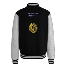 Black-Heather Grey Divine Dominion Heavyweight Varsity Jacket back view