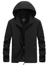 black men’s zip hooded windbreaker jacket front view