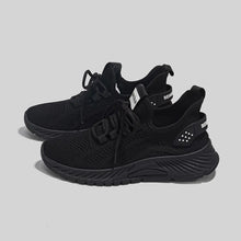 Black Mesh Lace-Up Platform Athletic Shoes side view