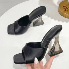 Model wearing Open Toe High Heel Sandals in black