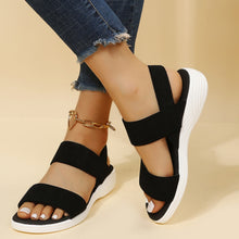 Model wearing black Rubber Open Toe Low Heel Sandals
