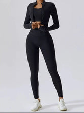 Black performance 3-piece workout set front view