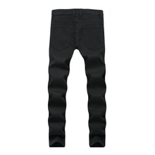 Back view of Valroze™ Embroidered Distressed Denim Jeans in black