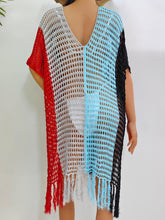 Black Velorisse color block fringe cover-up back view