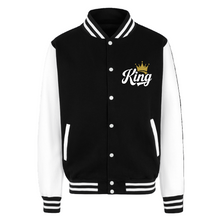 Black-white Divine Dominion Heavyweight Varsity Jacket front view