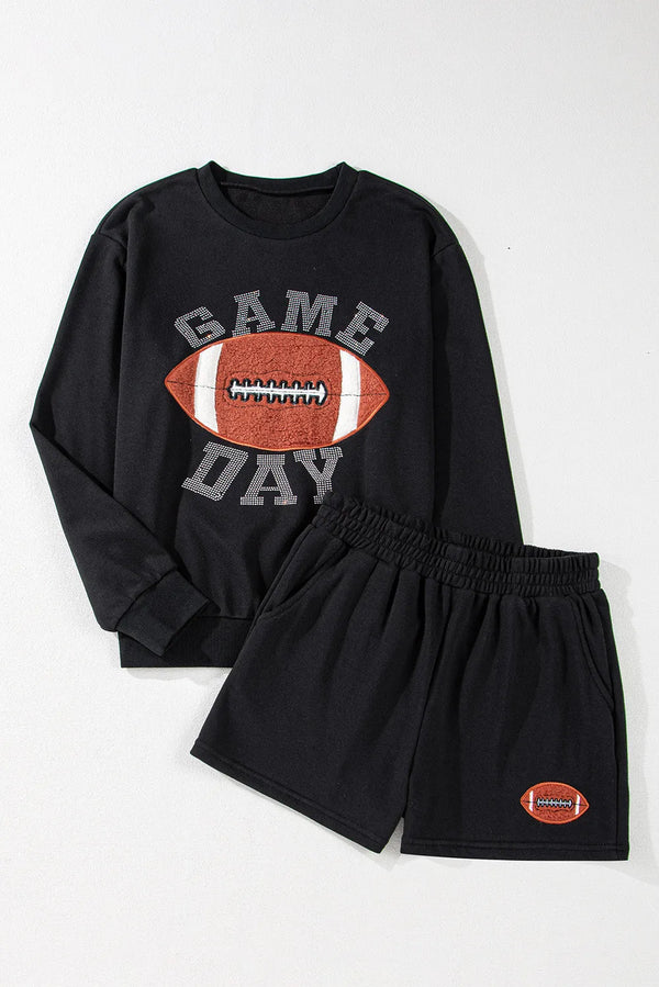a photo of the Blitzelle™ GAME DAY Football Shorts Set with a white background.