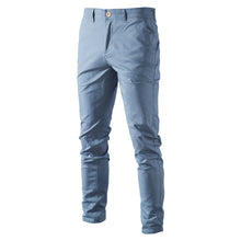Front angle image of blue men's Aiopeson Slim Fit Chino Pants