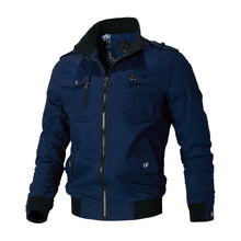 Aurévoque™ Hybrid Bomber-Trench Jacket in Dark Blue, front view