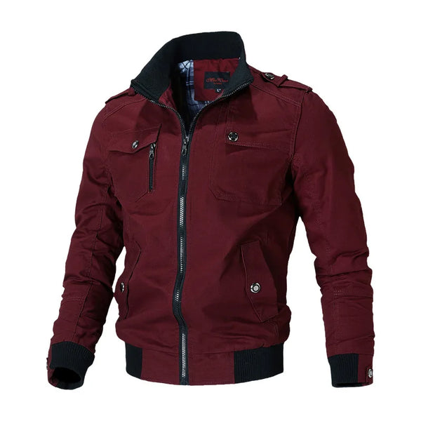Aurévoque™ Hybrid Bomber-Trench Jacket in Red, front view