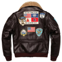 Brown AeroVante Heritage G1 Flight Genuine Leather Cowhide Jacket back view with aviation-inspired design.