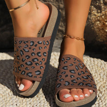 Model wearing brown Leopard Open Toe Sandals