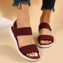 Model wearing burgundy Rubber Open Toe Low Heel Sandals
