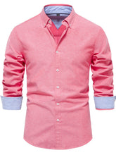 Front view of men’s burnt coral Apex Flourish quarter-sleeve button-down shirt
