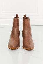 Front showcase of Brown pair of
MMShoes Love the Journey Stacked Heel Chelsea Boot in Chestnut
