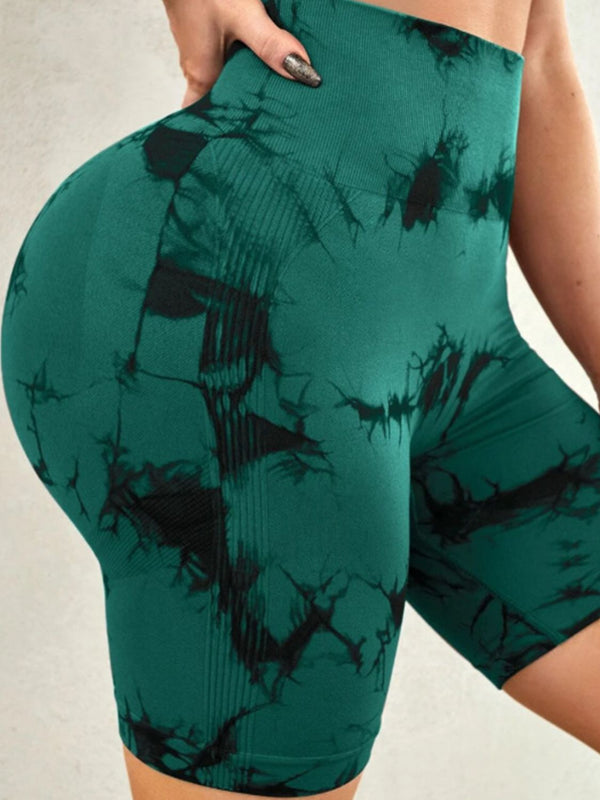 chromaluxe dark green shorts side close up during yoga asana