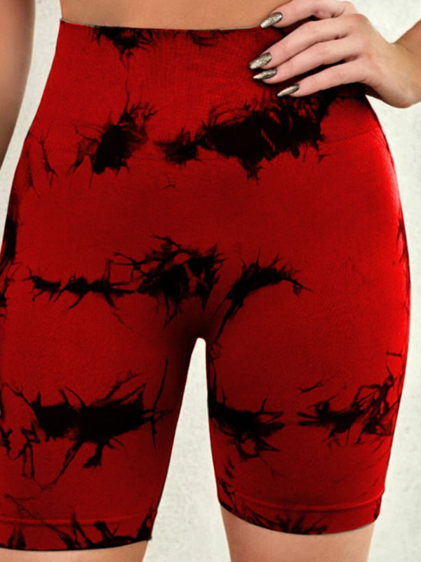 chromaluxe high waist shorts deep red front view