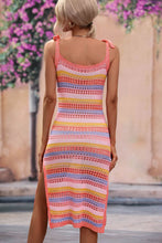 Coral Syloréna striped tie-shoulder cover-up dress back view