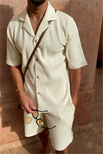 Creamy white Cordavé CoastFlex Shorts Set styled with crossbody manbag and accessories