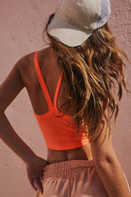 Back view with V-straps of caramel Crestline Wave Active Tank.