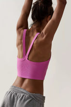 Back view of pink Crestline Wave Active Tank with V-shaped straps.