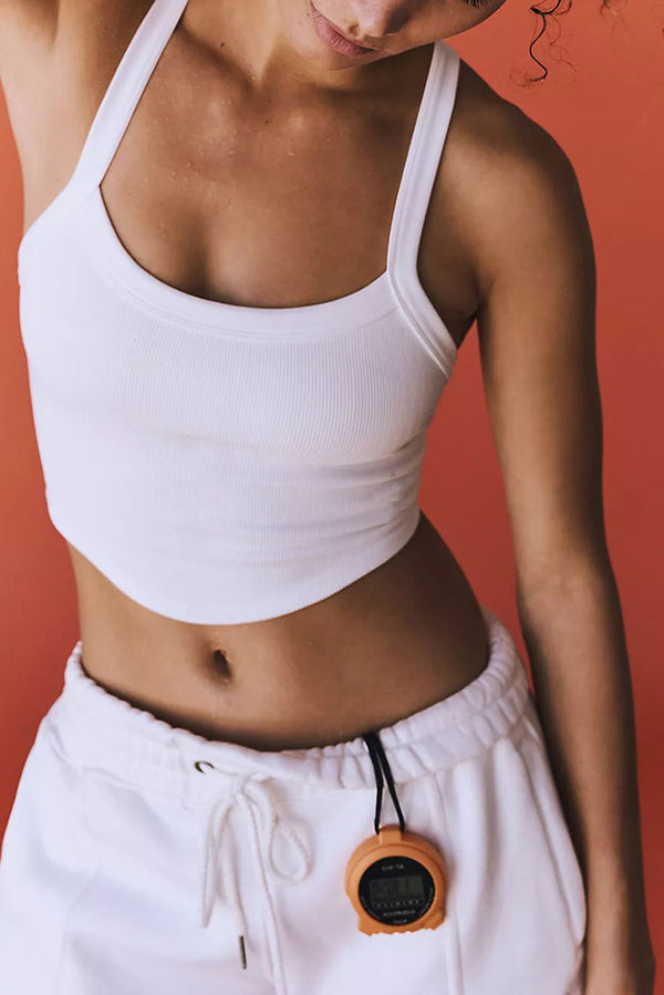 Front view of Crestline Wave Scoop Neck Active Tank in white.