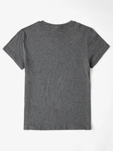 Rear flat lay of dark gray CaliVista Tee highlighting classic round neckline and relaxed back fit.