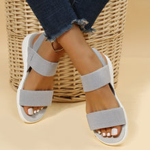 Model wearing Dark Gray Rubber Open Toe Low Heel Sandals