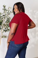 Back view of Full Size Round Neck T-Shirt with relaxed fit, in deep red