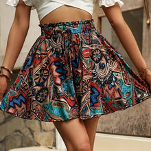 Deep Red AurevaBoho™ Prism Ease Shorts front view high-waist geometric print
