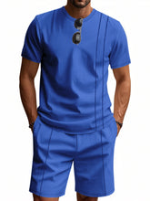 Royal blue ModFlex set front view, showing pocket and vertical stripe.