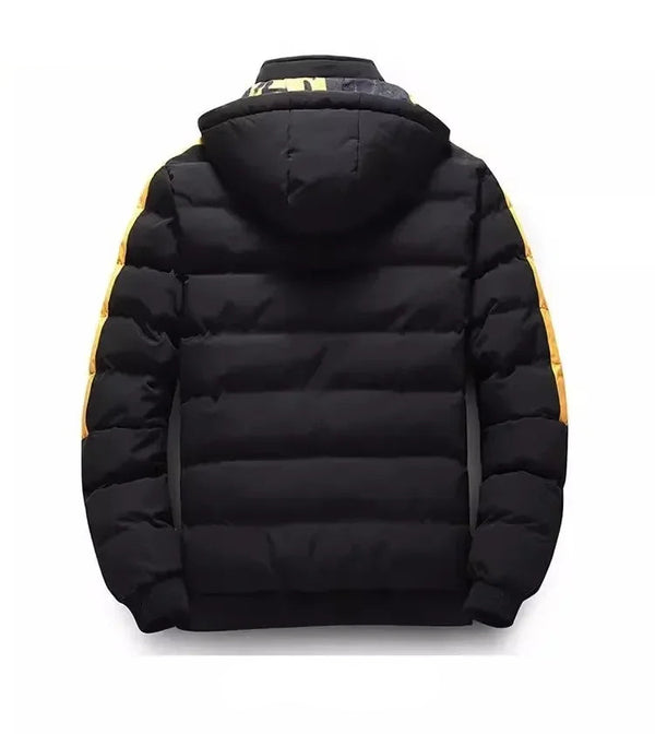 Dualaré Reversa Puff Hooded Jacket in Black, back view