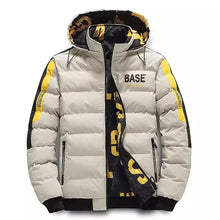 Dualaré Reversa Puff Hooded Jacket in Khaki, front view