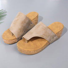 Model wearing Dust Storm PU Leather Wedge Sandals 