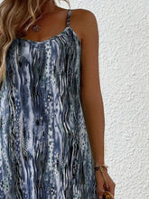 Close-up photo of the dusty blue color Jewel of Northern Lights Maxi Cami Dress highlighting the scoop neck, adjustable straps, and premium fabric detail.