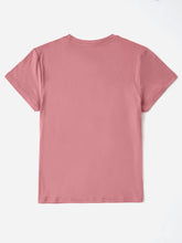 Back view of CaliVista Round Neck Tee in dusty pink, laid flat to show shoulder seams and clean stitching.