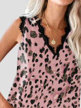 Close-up of soft floral print on Lace Detail V-Neck Tank in dusty pink
