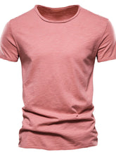Front view of burnt coral round neck short sleeve cotton tee
