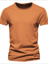 Front view of terracotta round neck short sleeve cotton tee