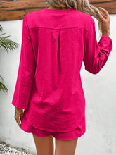 Back view of hot pink casual two-piece lounge set.