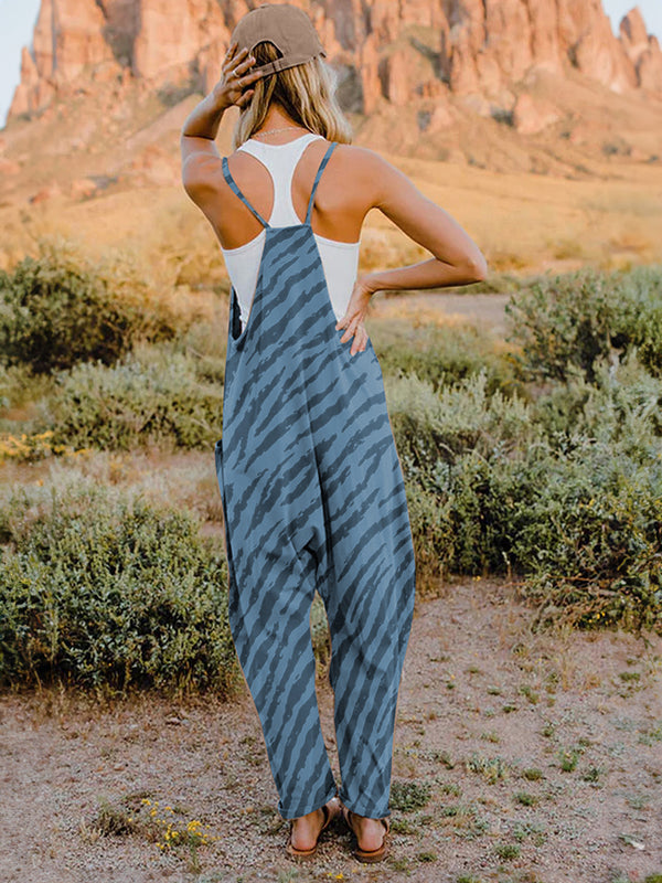 Detailed view highlighting the sleeveless cut and easy-fit design of the Light Blue Exéa Jumpsuit.