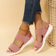 Model wearing Rubber Open Toe Low Heel Sandals, blush pink