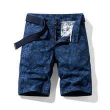 Front view of blue floral Florvado TerrainFlex Bermuda Shorts.