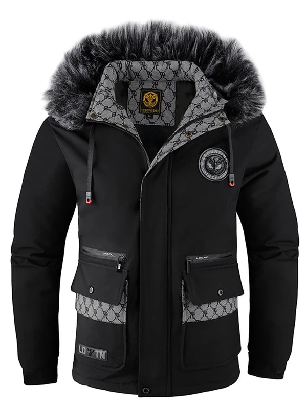 Furienté Contrast Luxe Hooded Jacket in Black, front view