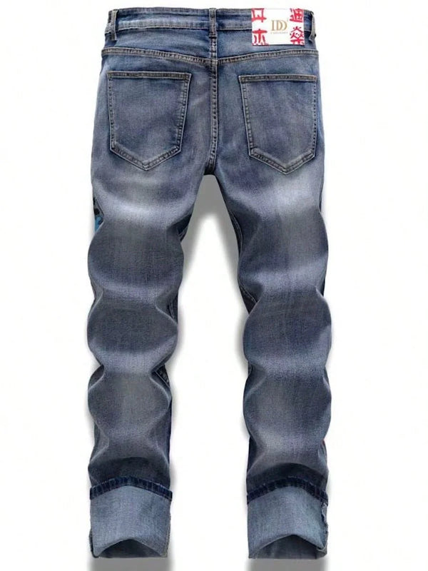 Infernocorso spirit dog graffiti denim jeans back view light blue