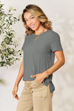 Side view of relaxed fit short sleeve t-shirt in classic gray