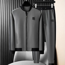 gray stravone baseball jacket set front view