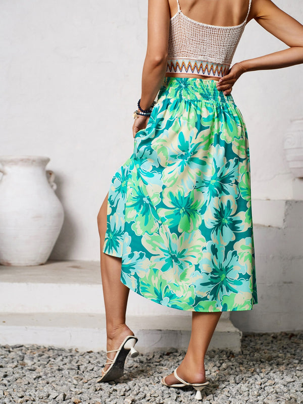 Back view of Havélyra Bloom Skirt in multicolor floral print